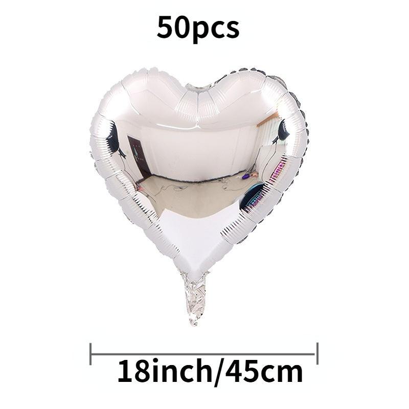 Product Introduction of Heart Shaped Balloon, 50pcs 18 Inch Aluminum Foil Balloon, Party Decoration Balloon, Wedding Birthday Festive Party Supplies 6