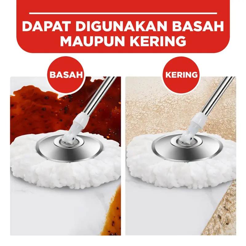 Set Alat Pel Lantai Super Mop Dengan Ember Pencuci Putar Kain Pembersih 5