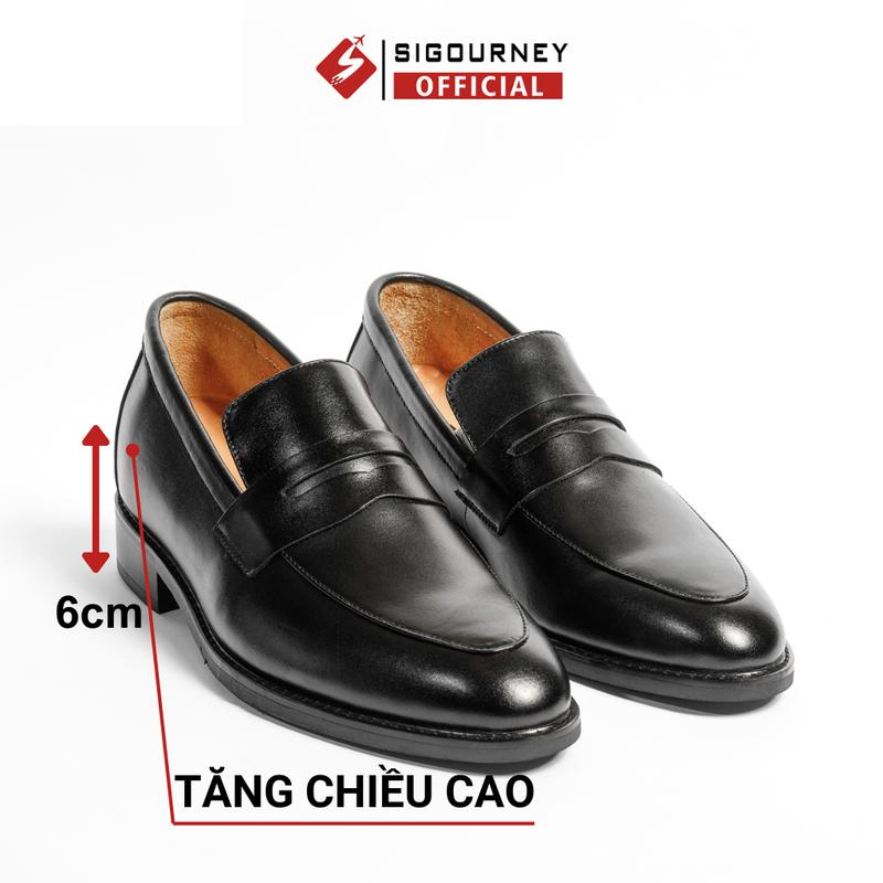 [Đế Gỗ - Tăng Chiều Cao] Giày Loafer Tăng Cao 6cm Đế Phíp Gỗ SIGOURNEY SCC-09 Nam Đế Bằng
