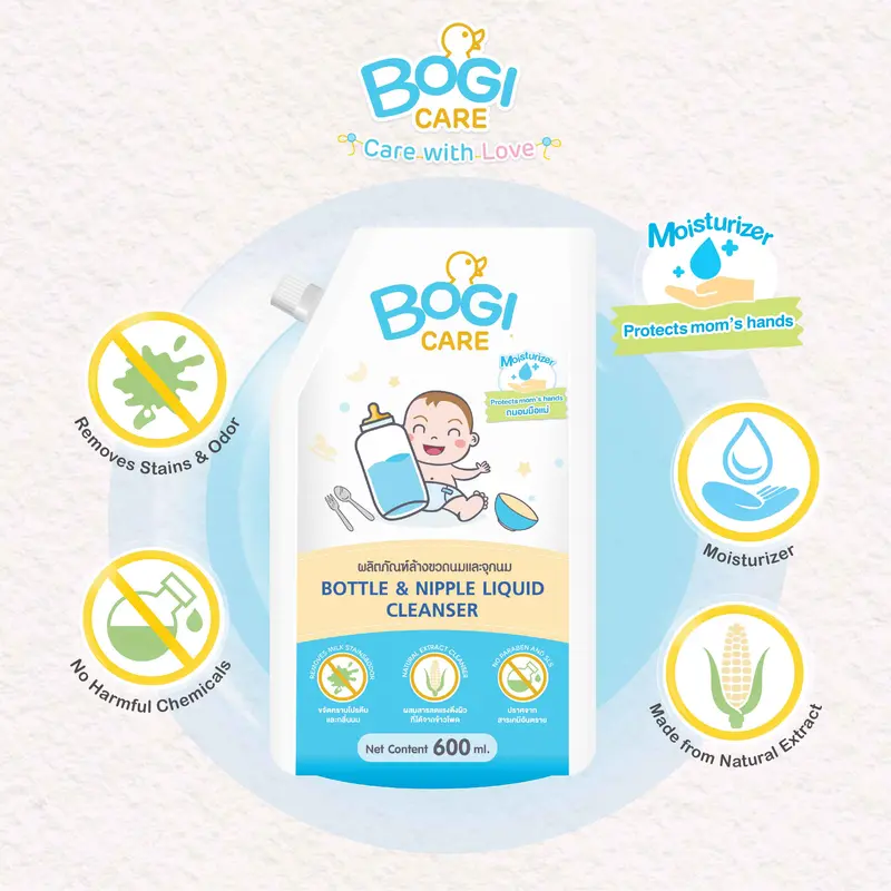 Nước rửa bình sữa Bogi Care cho bé 450ML/ 600ML/ 900ML _ Mochica 1