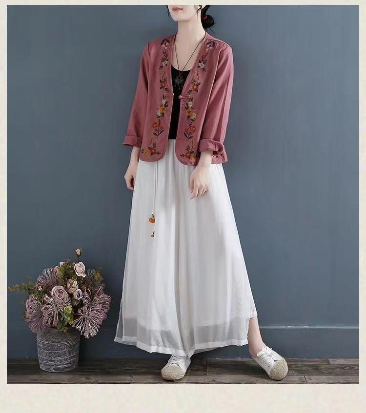 Product Introduction of Áo Sơ Mi Vải Lanh Và Cotton, Trang Phục Nữ Đầu Mùa Thu, Phong Cách Cổ Điển Nghệ Thuật, Áo Dài Tay, Áo Cardigan Thêu, Áo Khoác Thường Ngày, Xu Hướng Mùa Thu, 2023 13