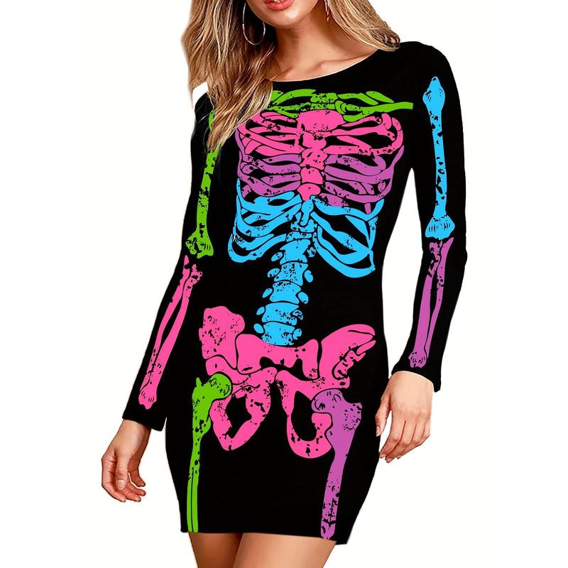 Long sleeve skeleton dress best sale