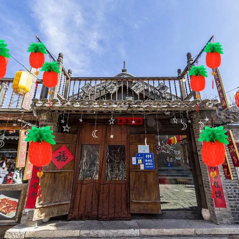 Product Introduction of Chinese Traditional Spring Festivals Pineapple Honeycomb Ball Lantern Oil-plastic Paper Hanging Lanterns Chinese New Year Gifts Decor 19