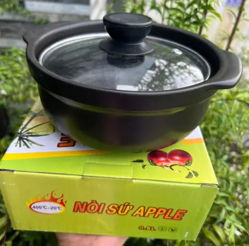 Nồi đất sứ tráng men cao cấp nắp kính nồi nấu mì cay hàn quốc, kho cá thịt bền đẹp