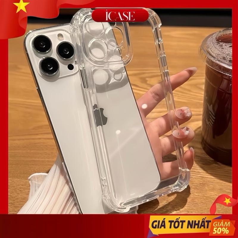 Ốp Lưng iPhone TPU Silicon Mềm 4 Góc Cao Cấp, Chống Sốc, Bảo Vệ Camera - iP 7/8/Plus/X/XS/11/12/13/14/15/16/Pro/Max