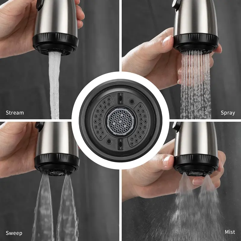 Stainless Steel Kitchen Faucet, Modern Rotatable Splash-proof Faucet, Hot & Cold Water Faucet, Kitchen Sink Faucet, Home Kitchen Fixtures 5