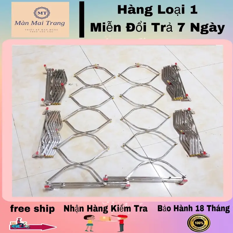 [BẢO HÀNH 1 ĐỔI 1] Khung Màn Xếp Gọn Inox Thông Minh Cho Bé Và Người Lớn Kích Thước 1,6- 2,2m Chỉ Nguyên Khung - Mai Trang Voi Kem 0