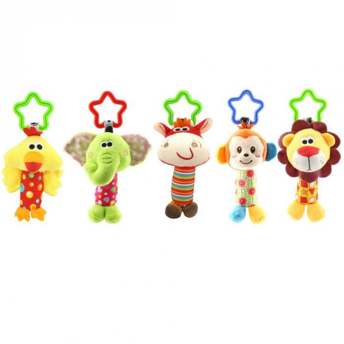 Product Introduction of Newborn Baby Plush Stroller Toys Baby Cartoon Animal Hanging Bell Educational Baby Toys 0-12 Months 1