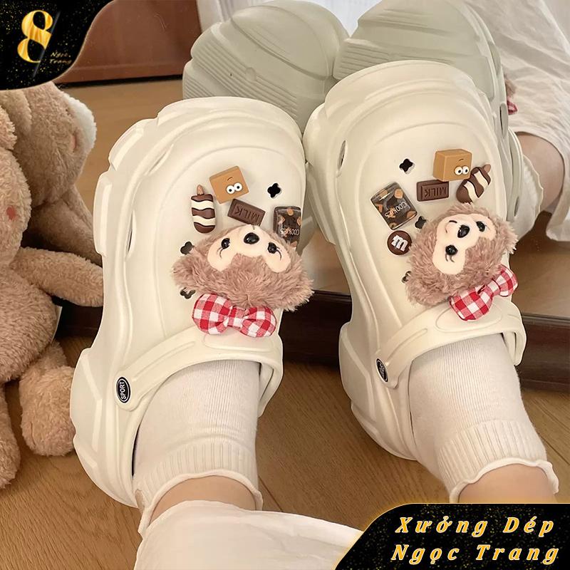  Dép sục nữ dể thương ,đế siêu dày 6cm chất liệu Cao su cao cấp ,nâng chiều cao cho nữ Shoes DéP GiàY Women Nhung Quai Hậu Sandal dép  babydoll dép  nesty DéP 