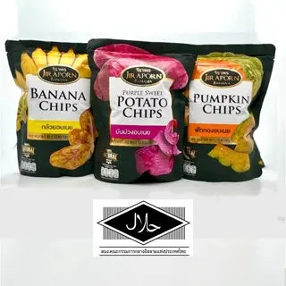 Pumpkin Chips, Banana Chips, Sweet Potato Chips 80g.