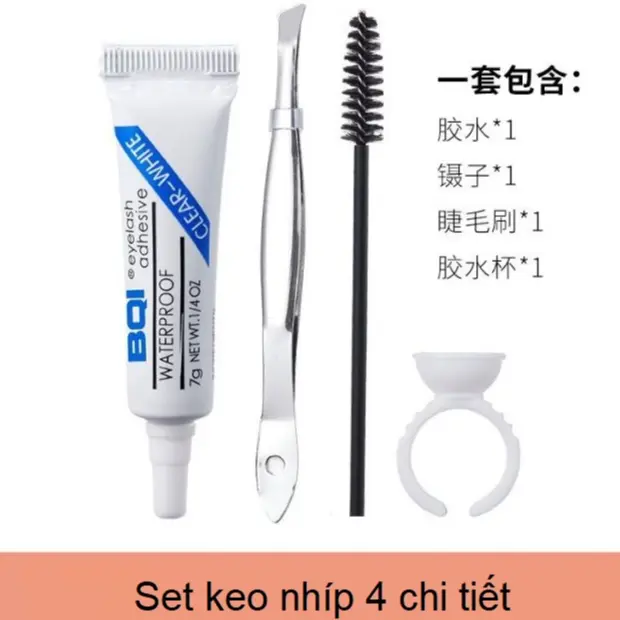 SET keo nhíp Gắn Lông Mi Giả 4 chi tiết - Keo+ Cốc đựng keo+ Nhíp + Cọ chải mi