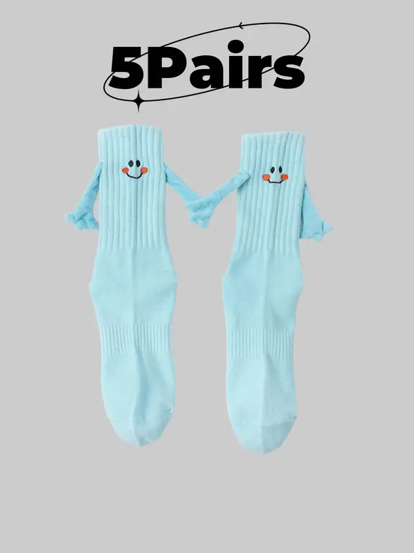 Cartoon Face Holding Hand Design Sports Socks, Casual Moisture Wicking Socks, Soft Comfy Breathable Socks for All Seasons 0