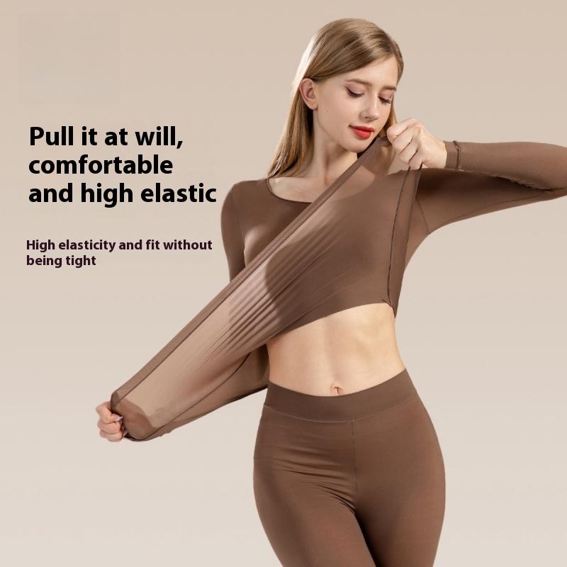 Autumn and winter skin undershirt Women's thermal underwear skin-friendly autumn clothes Trousers Base layer Invisible high-elastic light clothing Slim 2