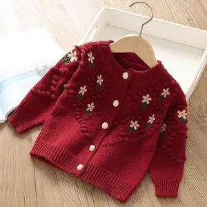 Frenchette | Red Floral Cardigan Sweater Anak