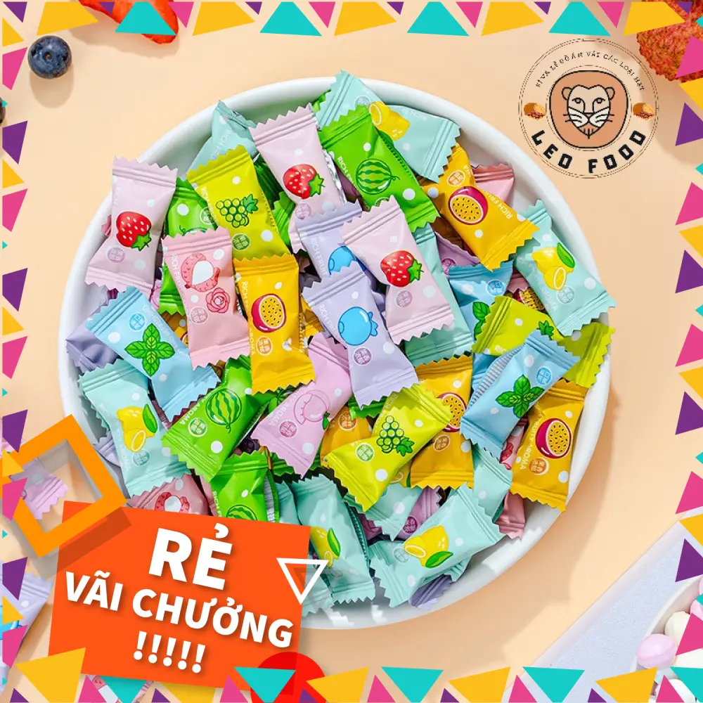 [Mix 12 vị chính hãng] Kẹo ngậm trái cây Vitamin C mát lạnh bạc hà thơm miệng Xiao Ke Ao La gói 100g keomix  nhieu banh keo