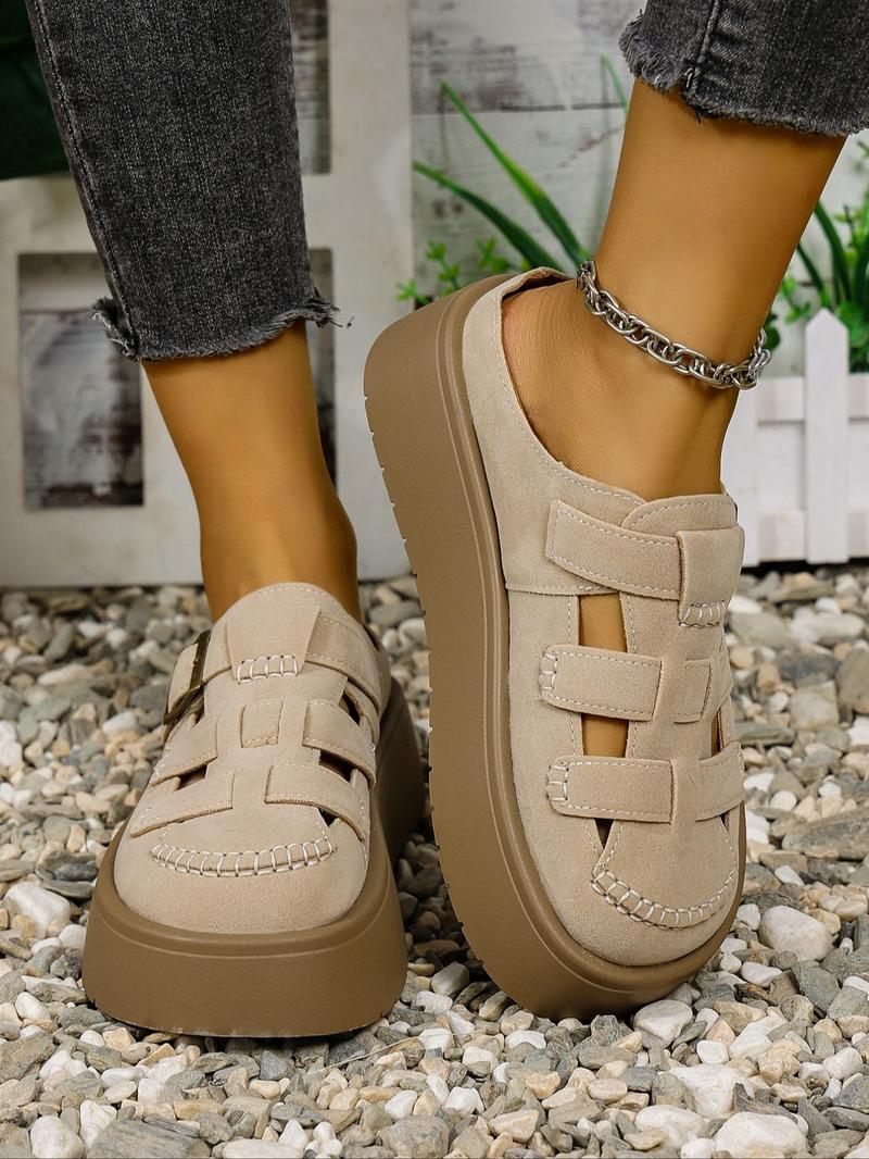 Product Introduction of Women's Fashionable Solid Color Platform Slides, Casual Comfortable Thick Sole Slippers for Beach, All-match Commuter Shoes for Daily Wear, Girl 8