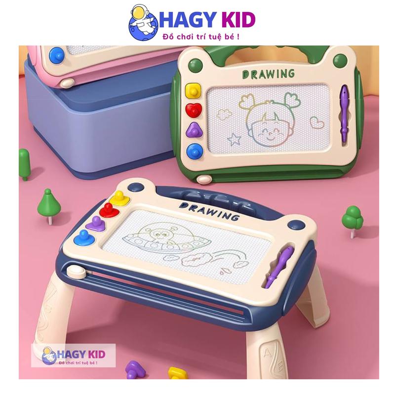 Bảng Tập Vẽ Tự Xóa Thông Minh Cao Cấp Có Chân Bàn Hagykid Bảng Vẽ Từ Tính Nhiều Màu Cho Bé Đồ Chơi