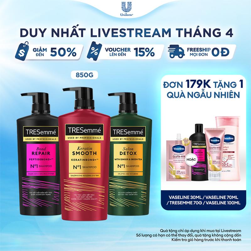Dầu Gội TRESemmé Hỗ Trợ Đẹp Chuẩn Salon Cho Tóc Vào Nếp, Dưỡng Tóc Chắc Khỏe, Giảm Gãy Rụng 850g [1]