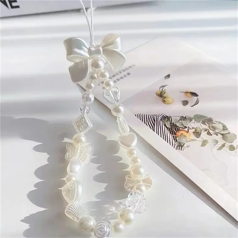 Dây Chuyền Điện Thoại, Phong Cách Hàn Quốc, Thiết Kế Nơ Trái Tim Quyến Rũ Dễ Thương, Dành Cho Phụ Nữ Và Trẻ Em Gái, 1 / 2 Cái, Dây Đeo Trang Sức Điện Thoại, Dây Đeo Buộc Đính Cườm, Phụ Kiện Dây Treo 7