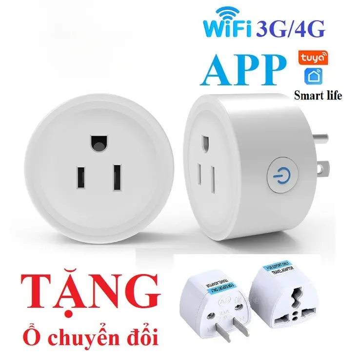 Ổ cắm wifi hẹn giờ bật tắt App Smart life hoặc Tuya 10A TẶNG KÈM Adaptor cong tac hen gio o cam hen gio thong minh