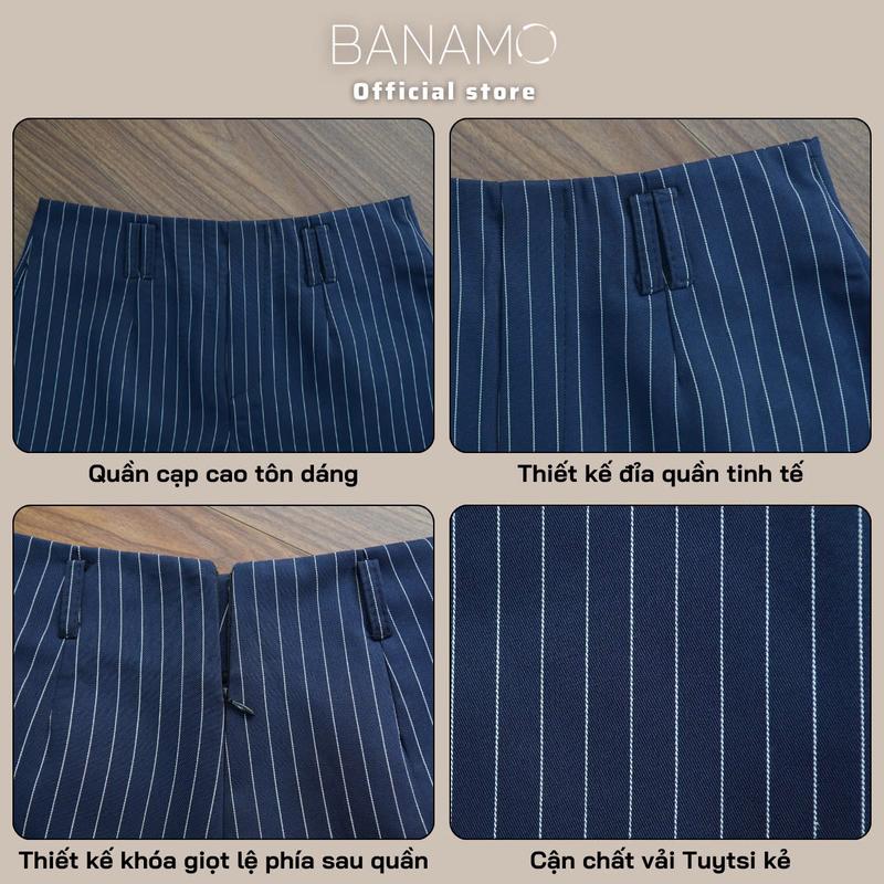 Product Introduction of Quần short nữ BIGSIZE Banamo quần sooc kẻ sọc cạp cao tone dáng phong cách trẻ trung Hàn Quốc 9002 3