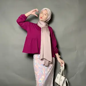 Kyomi Blouse by Hagia | busui friendly - wudhufriendly - korean style - cotton combed Kancing Nyaman Simple Baju