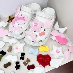 (BELI 3 DISKON 50%) Aksesoris Sandal Baim  Bahan Bulu Dan Kain Pin Tempelan Hiasan Sandal Kodok AZE-88-017~037