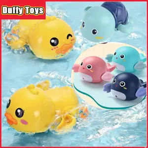 Duffy Toys Mainan Anak Bebek Paus Penyu Mandi Bayi Putar Jarum Jam Mainan Penyu Renang Mainan Air