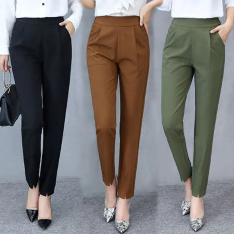 2024 spring and summer new thin elastic Harlan pants women's loose large size Korean version versatile trousers casual trousers women