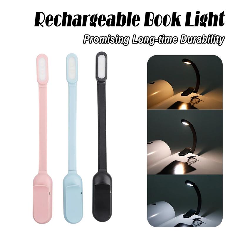 Product Introduction of Usb Rechargeable Mini Led Book Light Clip-on Night Lights Stepless Brightness 360-degrees Angle 3-colors Reading Lamp Adjustable 1