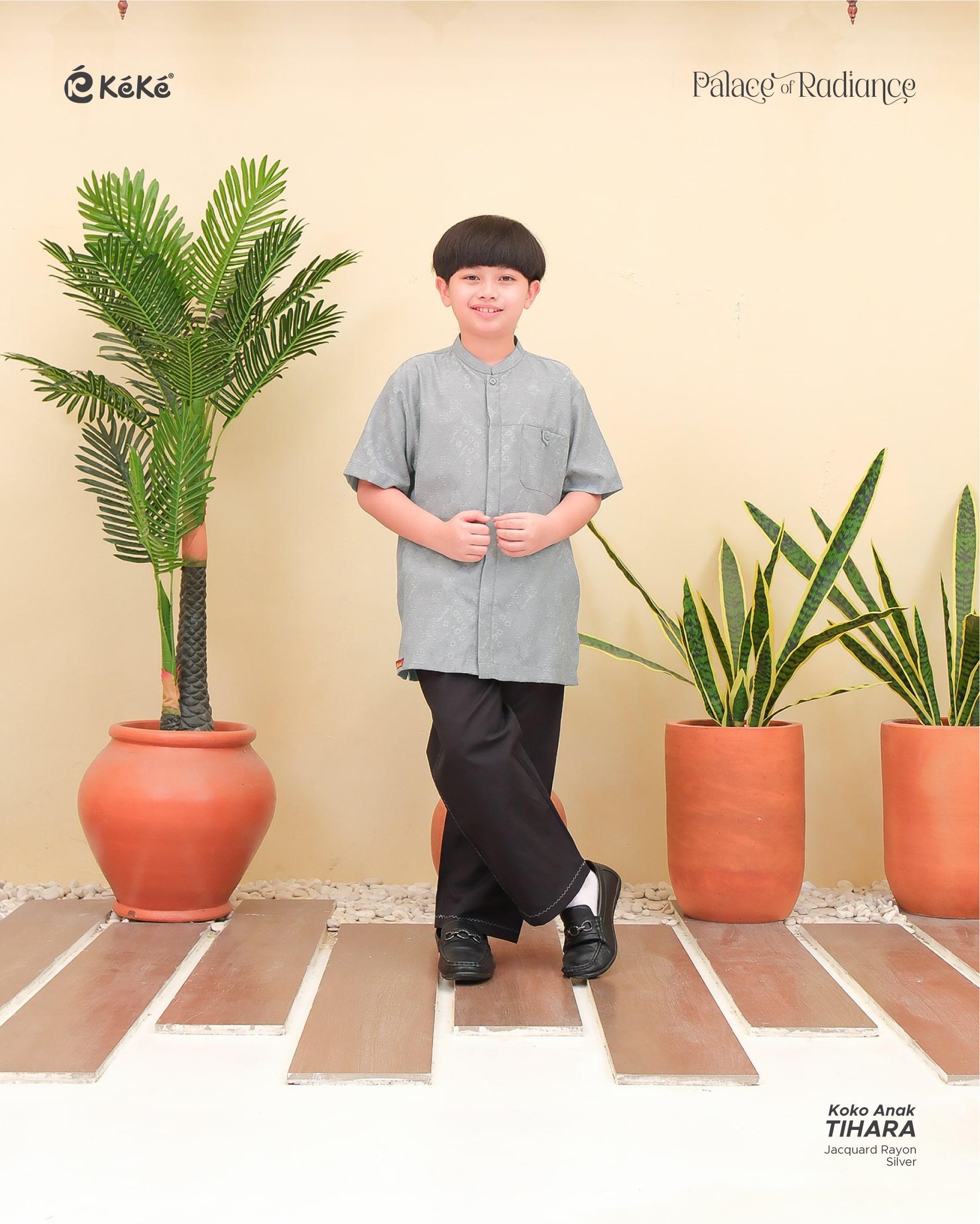 [Ready Stock] Sarimbit Keluarga Lebaran 2026 Tihara Silver Koko Gamis Anak dan Dewasa - Keke Busana