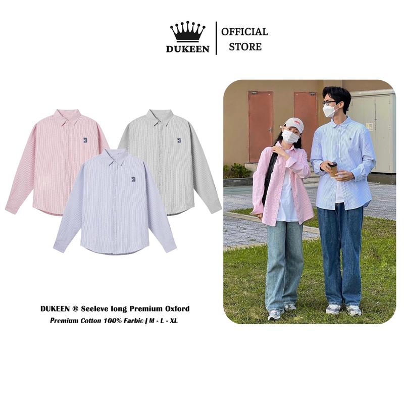 Áo Sơ Mi Oxford Tay Dài DUKEEN Kẻ Sọc Thêu Chữ D Oversized Nam Nữ Unisex Local Brand SM029 Menswear