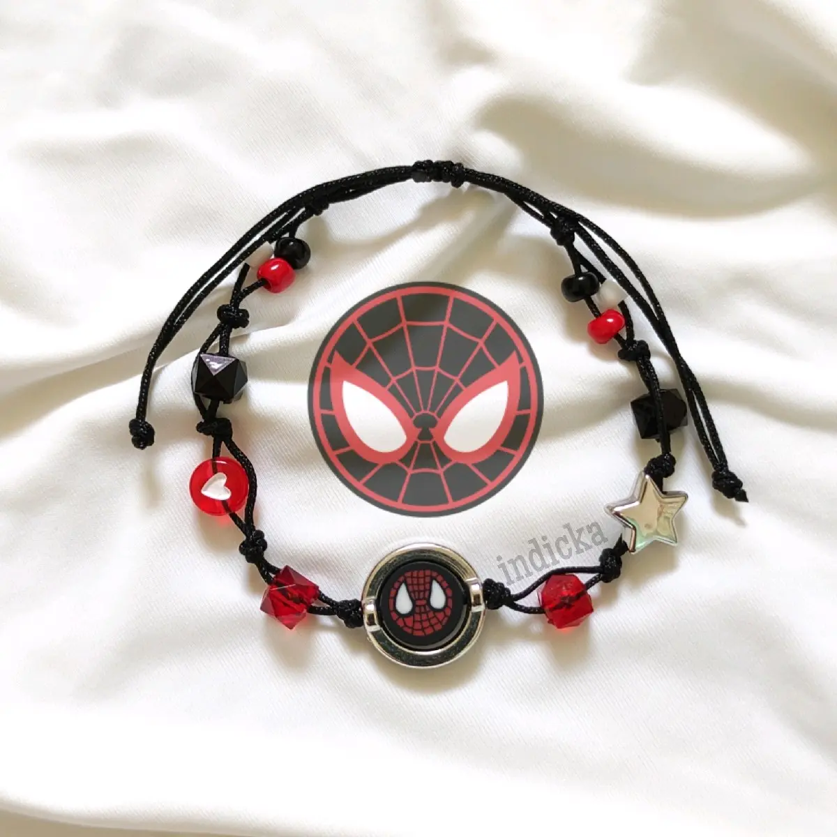 Gelang Manik Beads Spider-Verse Ver2 Tali Serut Couple Miles Gwen Bracelets (Spiderman Inspired) Pasangan Spiderverse Kapel Cowok Cewek Laki Perempuan Cowo Cewe Pria Wanita Keren Viral Aesthetic Plastik Gift