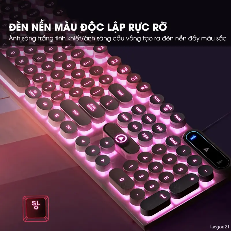 laegou21 Bàn phím máy tính gaming SIDOTECH K600 có dây full size phím giả cơ nút tròn LED RGB phù hợp dân văn phòng và game thủ keyboard  bluetooth ban  phimgiare rapid trigger 6