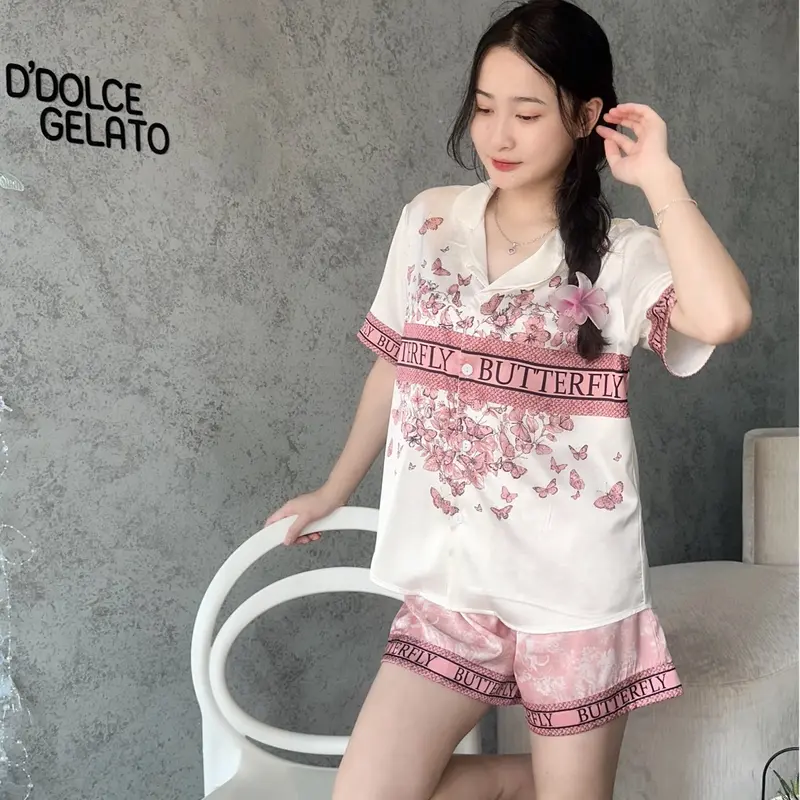 Pijama cánh Bướm Buterfly lụa Satin dành cho Nữ  - Cộc đùi Women 2