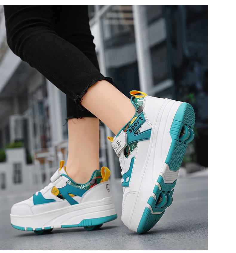 Product Introduction of In Stock Children's Heelys Shoes Roller Skates New Style Heelys Shoes Boys Invisible Student Roller Shoes Adults Walkable Slidable Casual Shoes Breathable Mesh Girls 23