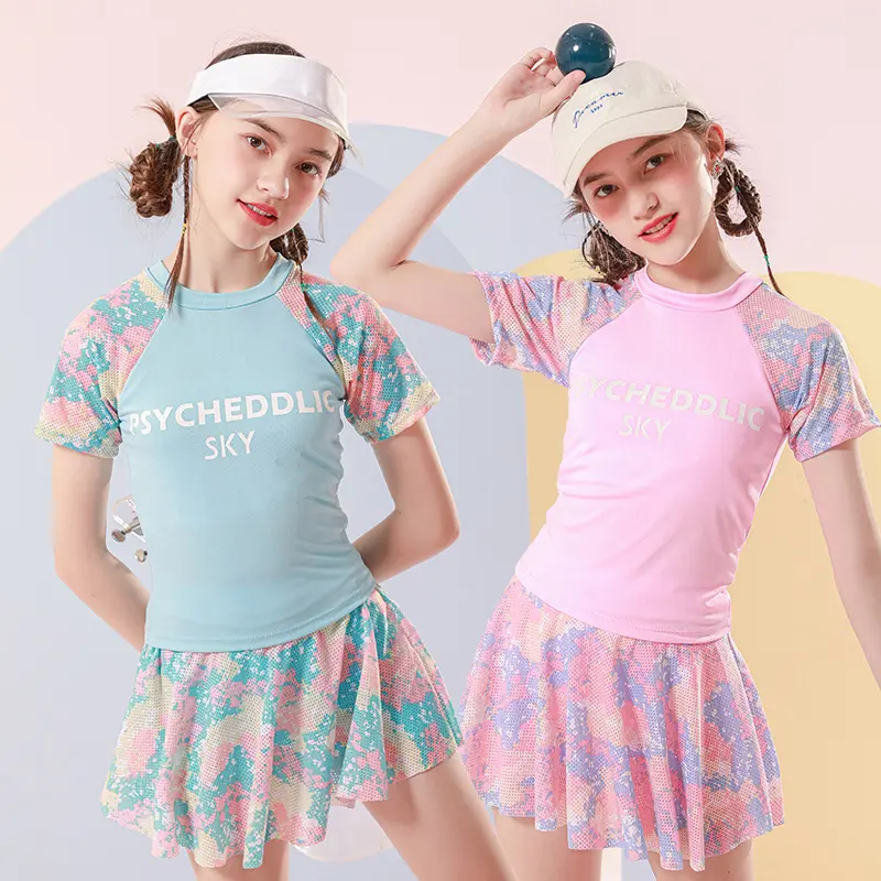 Bộ bơi bé gái size nhỡ Nanabu, Đồ bơi bé gái kín đáo in 3D cao cấp size 18-58kg HB2403