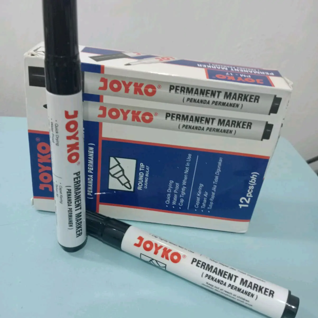 paket 12pcs spidol permanent joyko hitam kode wht