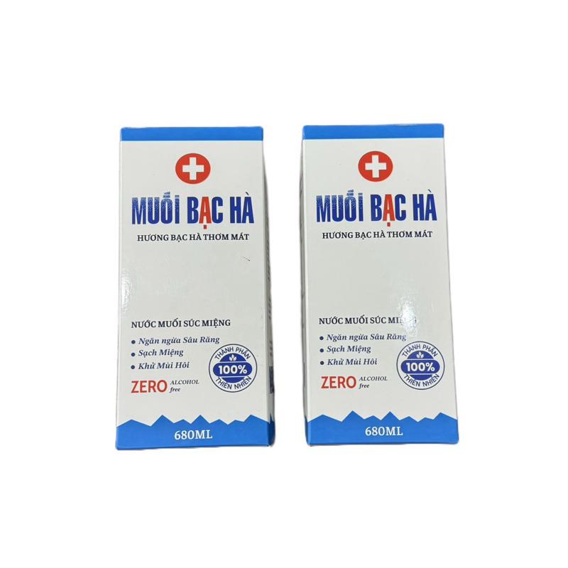 COMBO 2 chai nước súc miệng muối bạc hà thơm mát (680ml/chai). Làm sạch dịu nhẹ, không cay rát, k cồn.