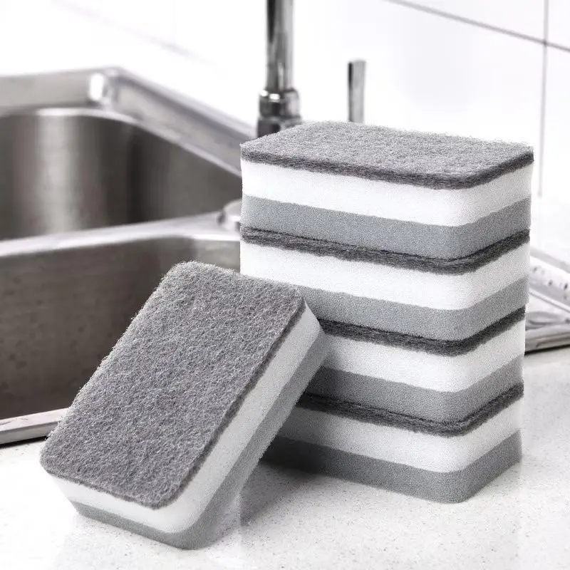 Miếng Xốp Rửa Chén Hai Mặt Màu Xám Trắng Tiện Dụng Cho Nhà Bếp
