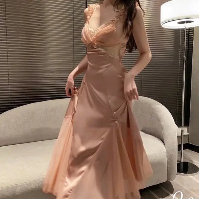 V18. Váy Ngủ Lụa Cánh Tiên Dáng Dài - Váy Lụa Tiểu Thư Mặc Nhà Nữ Nhung 5