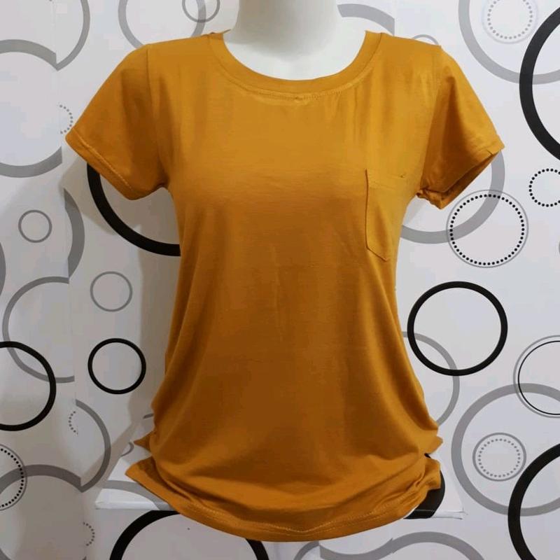 kaos atasan wanita O neck modern trendy Rayon Spandex Baju Polos Oblong Basic Tebal Pendek 6
