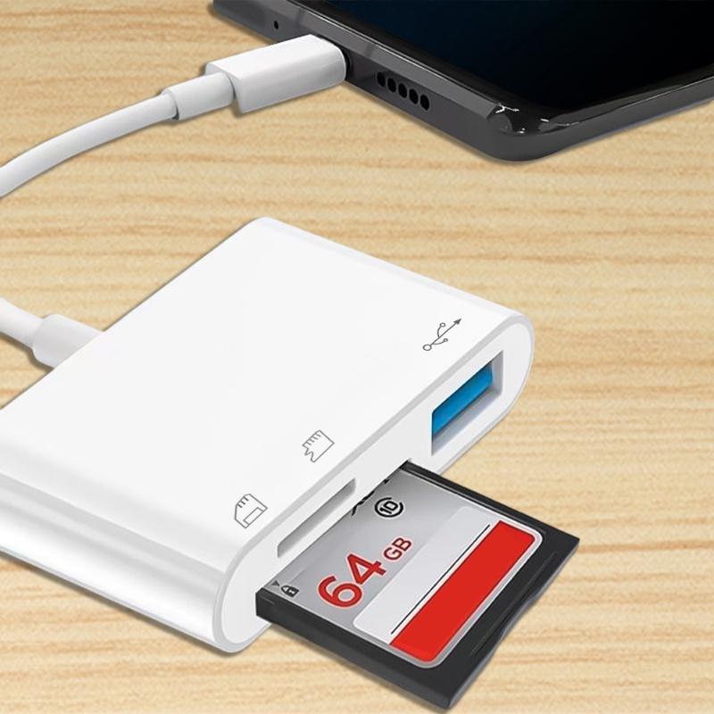 Đầu đọc thẻ chuyển OTG Type-C, cho thẻ điện thoại Type-C, thẻ TF và thẻ SD, đầu đọc thẻ CF 8
