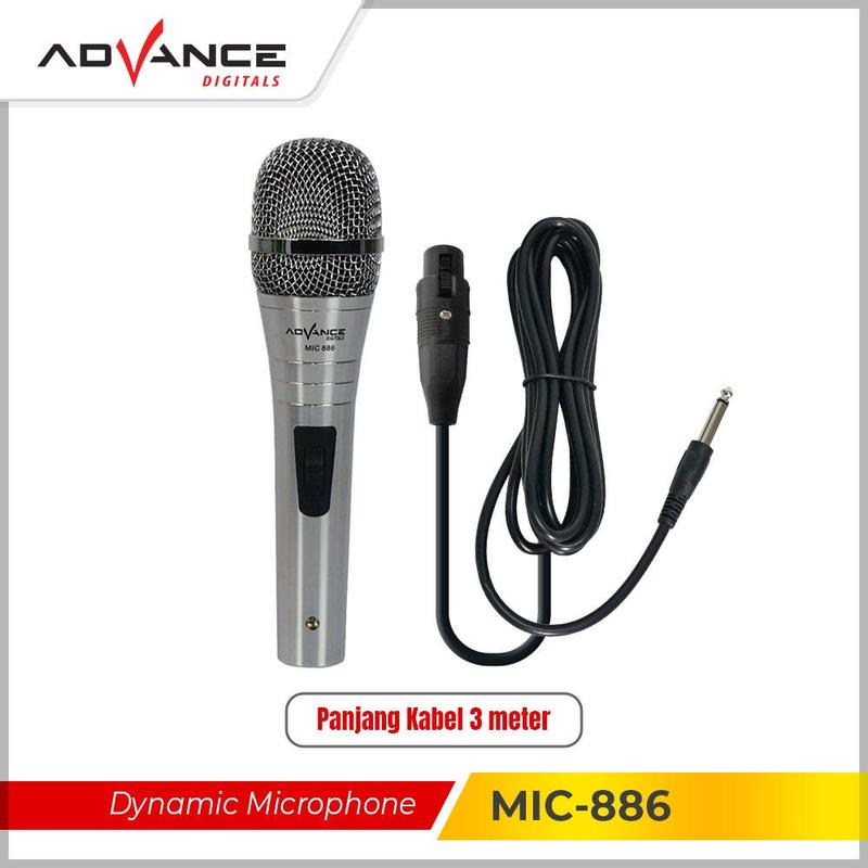 【Garansi 1 tahun】ADVANCE Mic Kabel Jack Besar 6.5mm Karaoke Panjang MIC-886 Profesional Dynamic Microphone 2