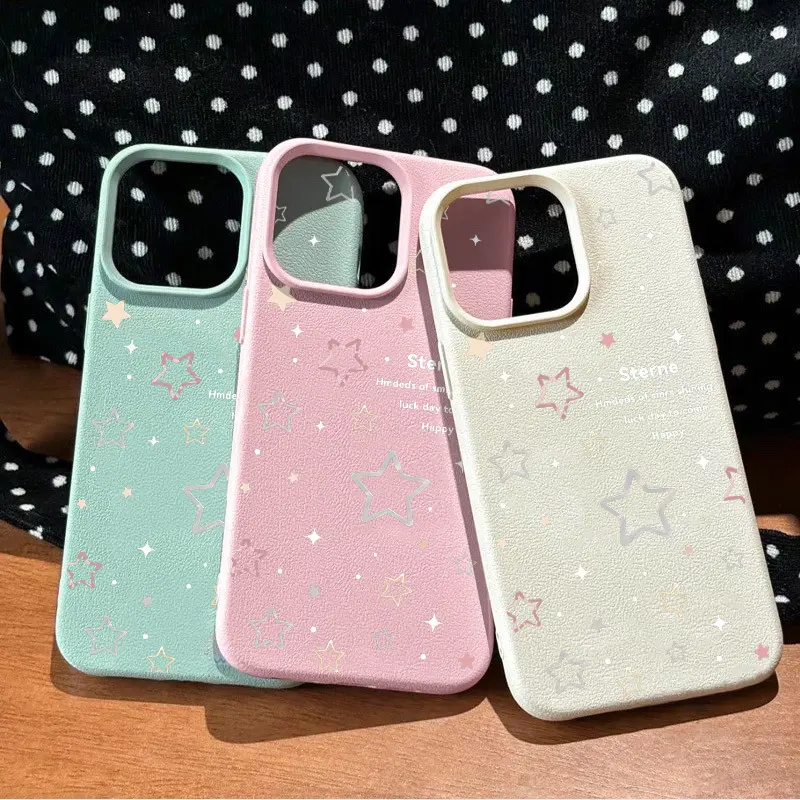 Ốp Lưng Silicon Mềm, Chống Mài Mòn, Họa Tiết Ngôi Sao Phong Cách Dễ Thương, Tương Thích Với IPhone14, 11, 12, 15, 16, 13Pro Max, XR, X, XS Max, 15 Plus, 7 / 8 Plus, SE 2020, Được Làm Bằng Chất Liệu An Toàn 5