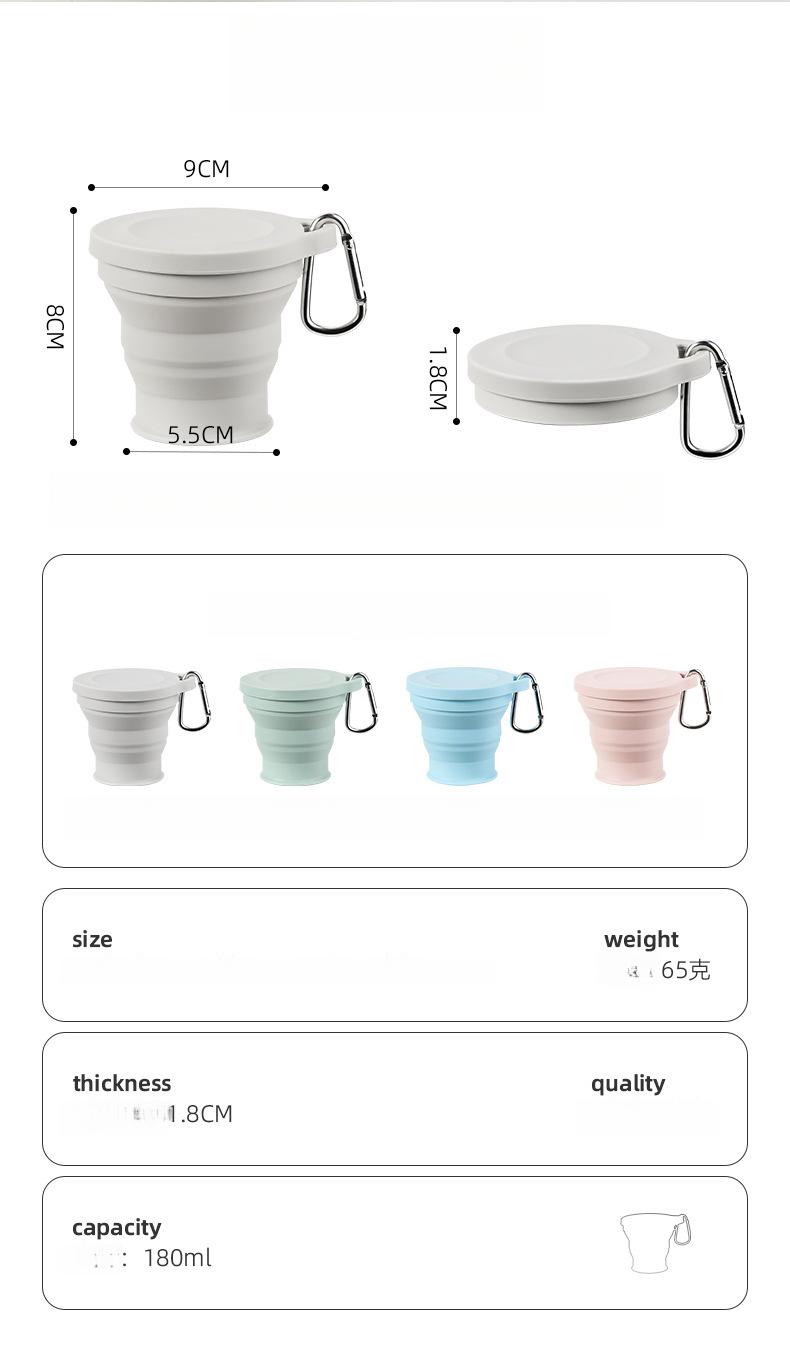 Product Introduction of Folding Cup, 180ml Capacity, Mini Size, Can Be Adjustable Cup, Made of Silicone, Portable, Suitable for Tea, Coffee, Outdoor Travel, Telescopic Water Cup with Aluminum Red Blue Outdoor Lid 1
