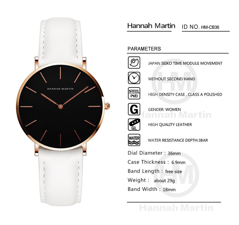Product Introduction of HANNAH MARTIN Jam Tangan Wanita Sangat tipis 100% Original  CH36-FH hadiah watches 7