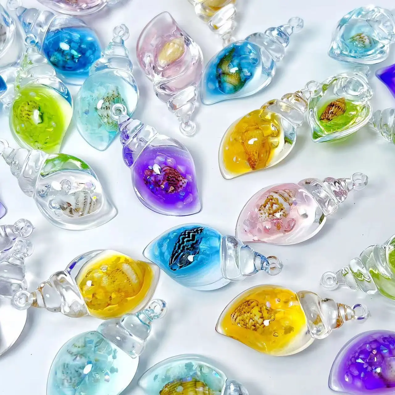 Colorful Glow-in-the-Dark Conch DIY Cream Glue Phone Chain Bag Earring Pendant Acrylic Accessories