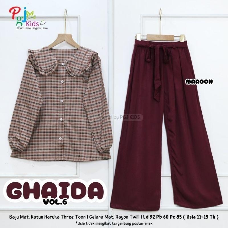 Ghaida Vol 6 Set Atasan + Celana Anak Perempuan Usia 11-15 tahun Set Kulot Anak Perempuan Remaja Original Pgj 3
