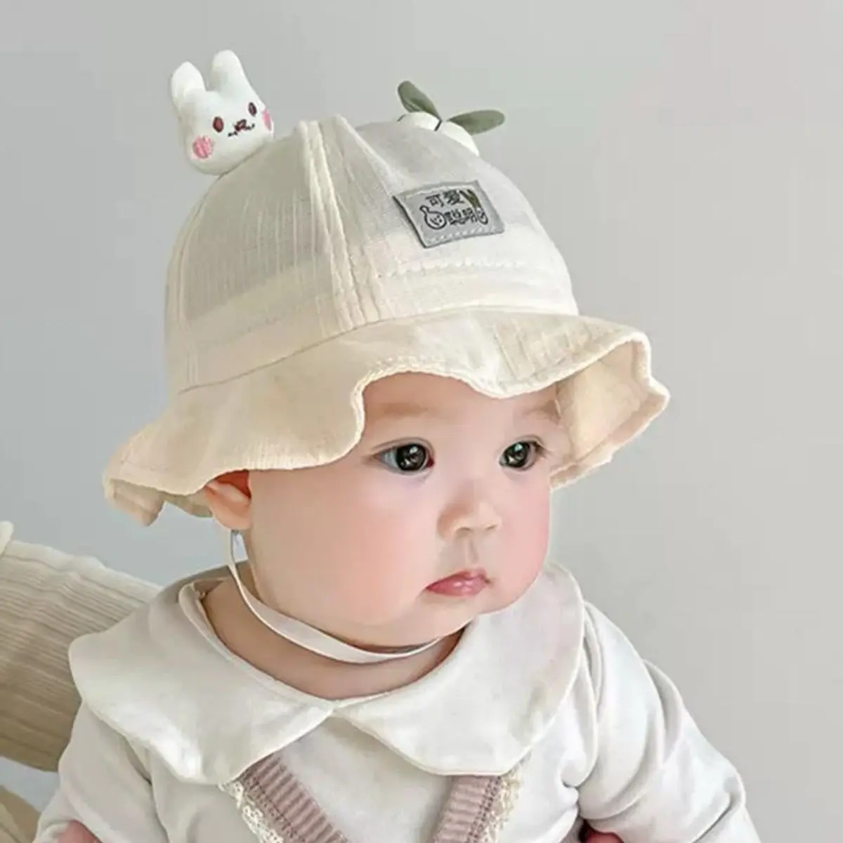 Mũ Bé Gái 3-24 Tháng Tuổi Có Dây Rút Điều Chỉnh Theo Vòng Đầu Hoạ Tiết Thỏ xᶖnh Đáng Yêu